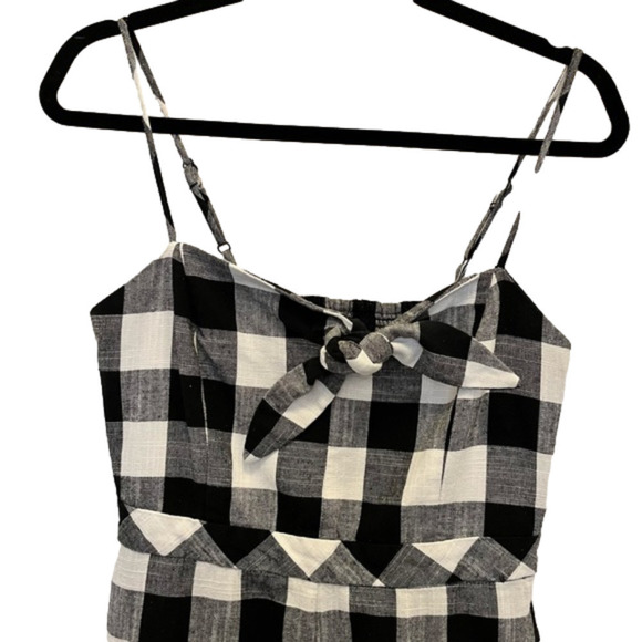 Linen Cotton Blend Black & White Cropped Wide Leg Romper, Retro, FOREST LILY 4 - Picture 5 of 12